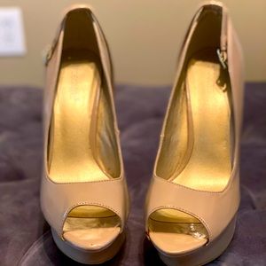 Platform nude pumps size 9